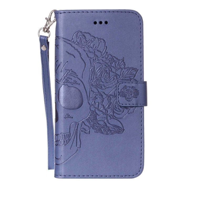 For iPhone 5 & 5s & SE Crazy Horse Texture Skull Printing Horizontal Flip Leather Case with Holder & Card Slots & Wallet & Lanyard