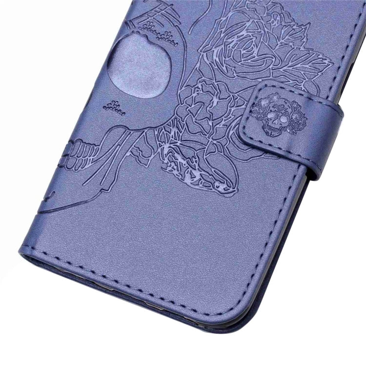For iPhone 5 & 5s & SE Crazy Horse Texture Skull Printing Horizontal Flip Leather Case with Holder & Card Slots & Wallet & Lanyard