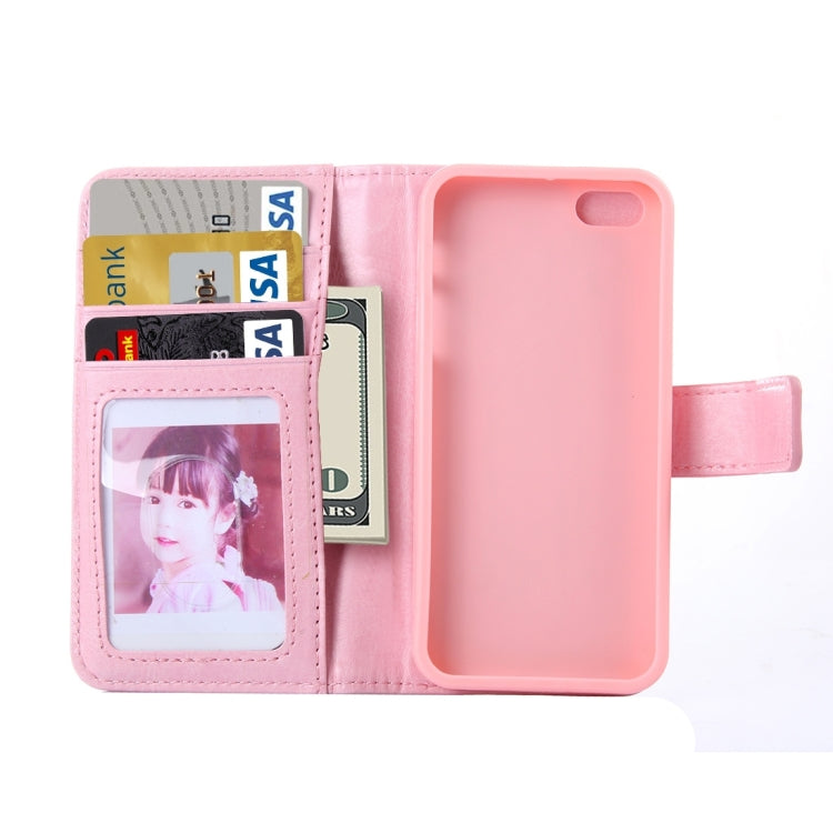 2 in 1 Separable Crazy Horse Texture Wallet Style Flip Leather Case for iPhone 5 & 5S & SE