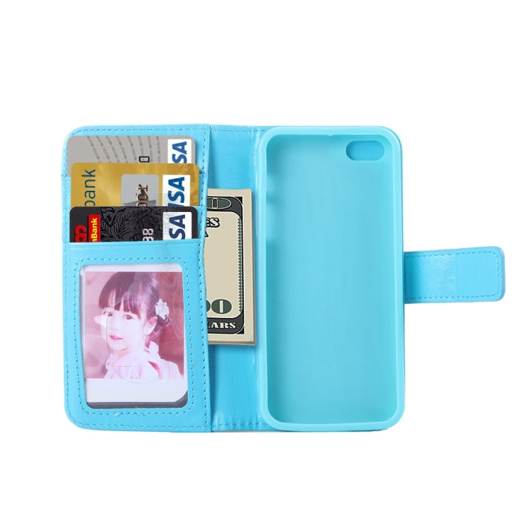 2 in 1 Separable Crazy Horse Texture Wallet Style Flip Leather Case for iPhone 5 & 5S & SE