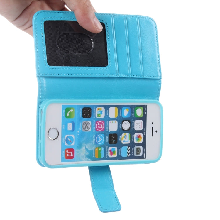 2 in 1 Separable Crazy Horse Texture Wallet Style Flip Leather Case for iPhone 5 & 5S & SE