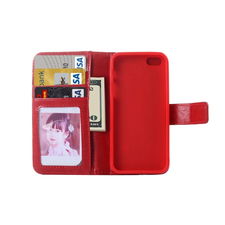 2 in 1 Separable Crazy Horse Texture Wallet Style Flip Leather Case for iPhone 5 & 5S & SE
