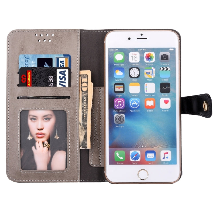 Universal Horizontal Flip Leather Case with Mirror & Holder & Card Slots & Wallet & Photo Frame for iPhone 5 & 5s & SE, Size: 13 x 7 x 1.5 cm