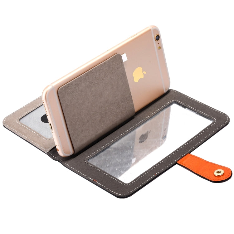 Universal Horizontal Flip Leather Case with Mirror & Holder & Card Slots & Wallet & Photo Frame for iPhone 5 & 5s & SE, Size: 13 x 7 x 1.5 cm