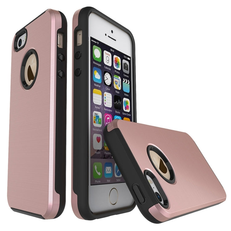 For iPhone SE & 5s & 5 Simple Brushed Texture 2 in 1 PC + TPU Combination Protective Case