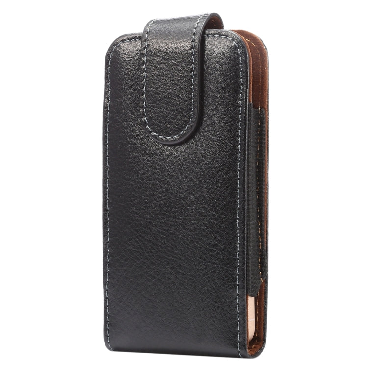 4 inch Litchi Texture Vertical Flip Upright Genuine Leather Case / Waist Bag with Rotatable Back Splint for iPhone SE & 5s & 5 & 4S, etc