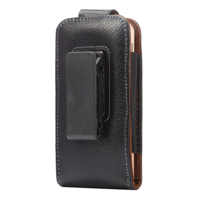 4 inch Litchi Texture Vertical Flip Upright Genuine Leather Case / Waist Bag with Rotatable Back Splint for iPhone SE & 5s & 5 & 4S, etc