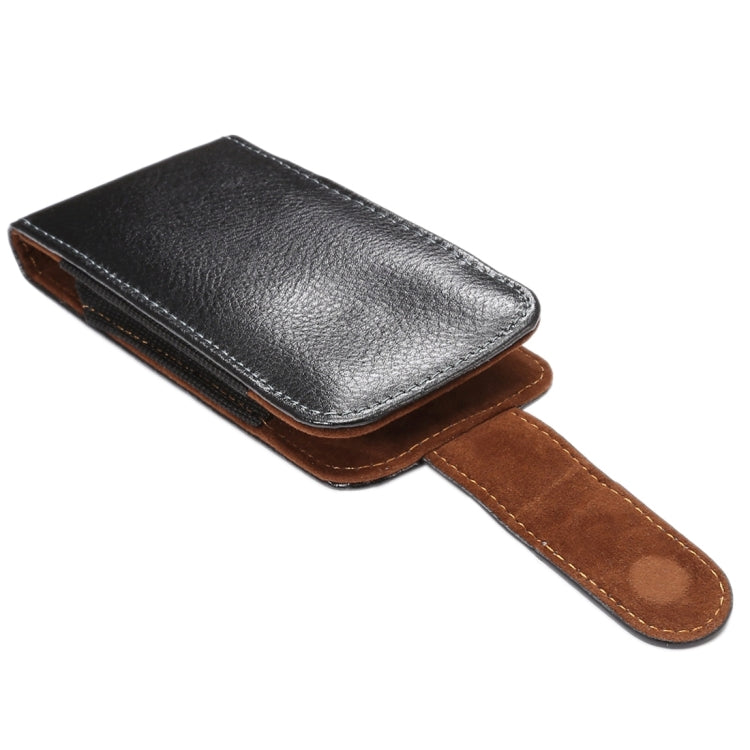 4 inch Litchi Texture Vertical Flip Upright Genuine Leather Case / Waist Bag with Rotatable Back Splint for iPhone SE & 5s & 5 & 4S, etc