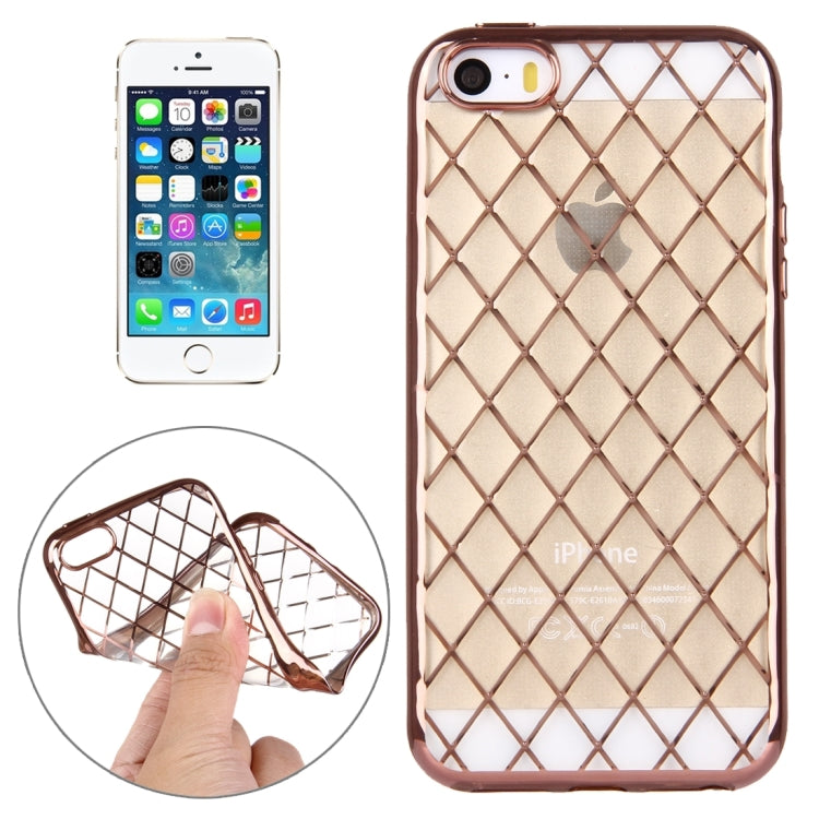 For iPhone 5 & 5s & SE Argyles Texture Electroplating Soft TPU Protective Cover Case