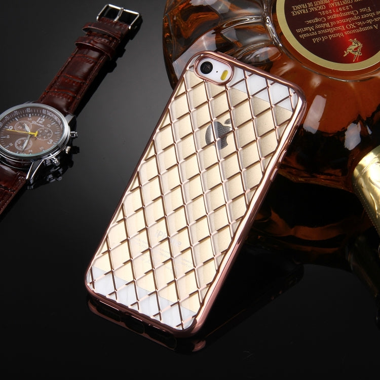 For iPhone 5 & 5s & SE Argyles Texture Electroplating Soft TPU Protective Cover Case