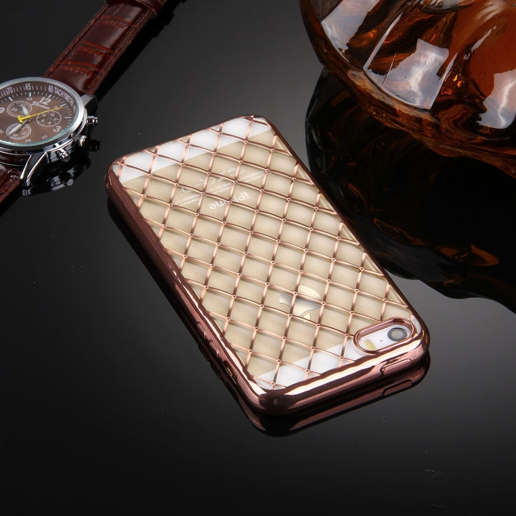 For iPhone 5 & 5s & SE Argyles Texture Electroplating Soft TPU Protective Cover Case