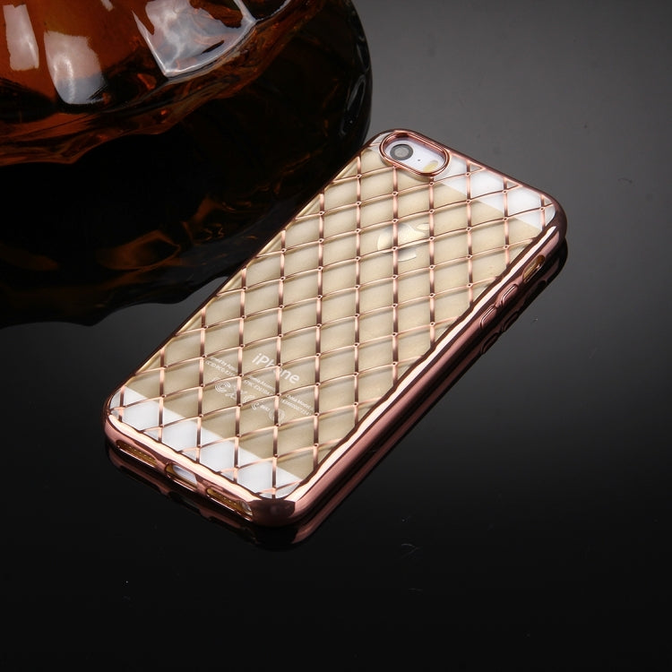 For iPhone 5 & 5s & SE Argyles Texture Electroplating Soft TPU Protective Cover Case