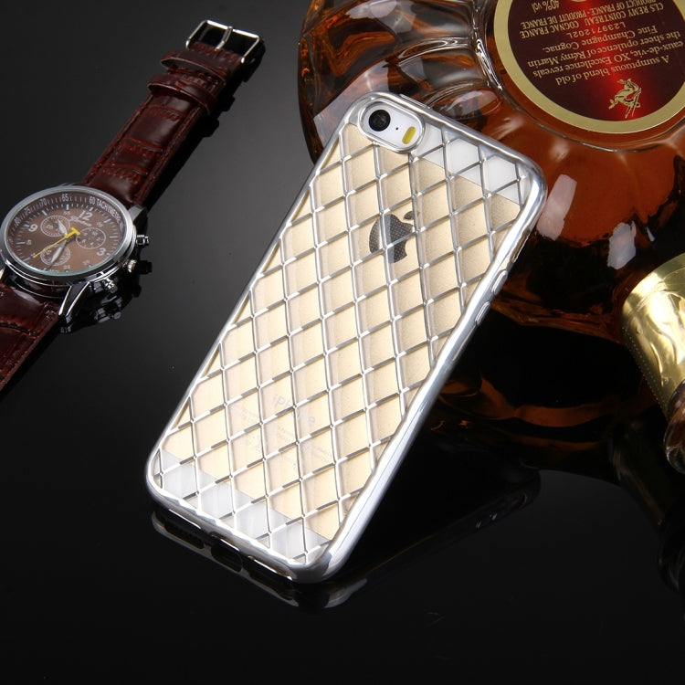 For iPhone 5 & 5s & SE Argyles Texture Electroplating Soft TPU Protective Cover Case