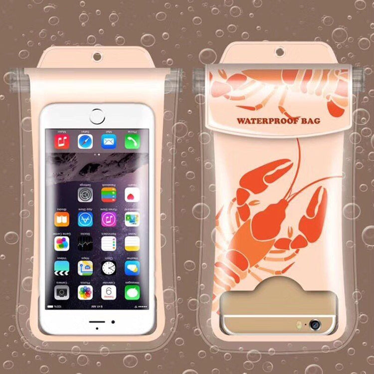 Lightly Lobster Pattern PVC Transparent Universal Luminous Waterproof Bag with Lanyard for Smart Phones below 5.8 inch