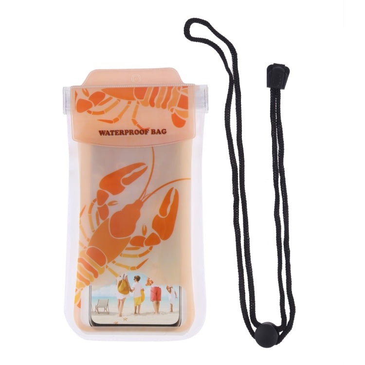 Lightly Lobster Pattern PVC Transparent Universal Luminous Waterproof Bag with Lanyard for Smart Phones below 5.8 inch