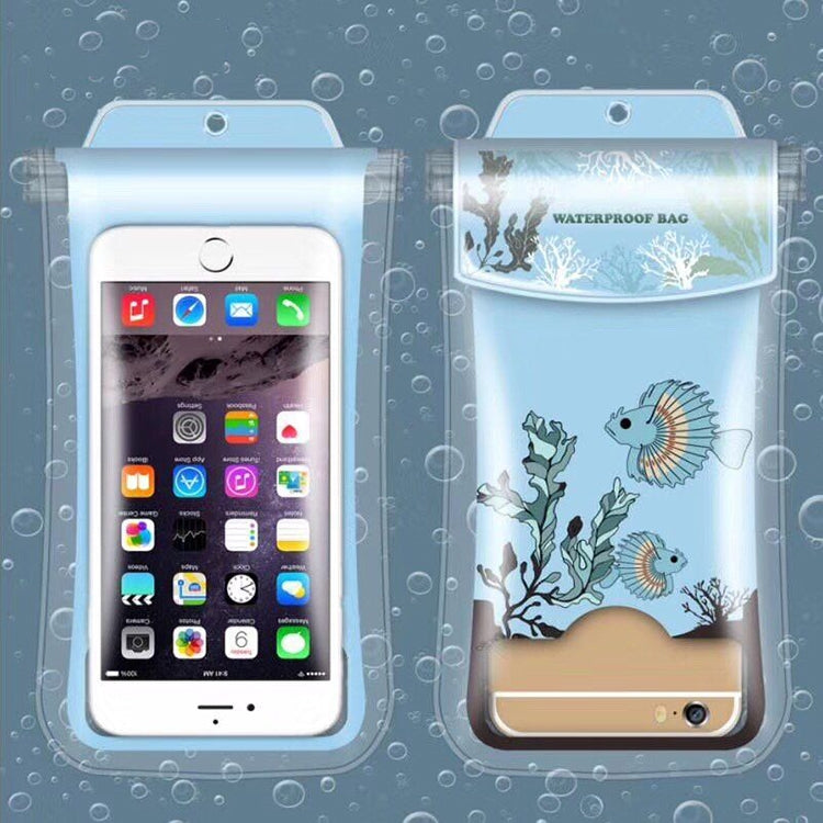 Spotted Fish Pattern PVC Transparent Universal Luminous Waterproof Bag with Lanyard for Smart Phones below 5.8 inch