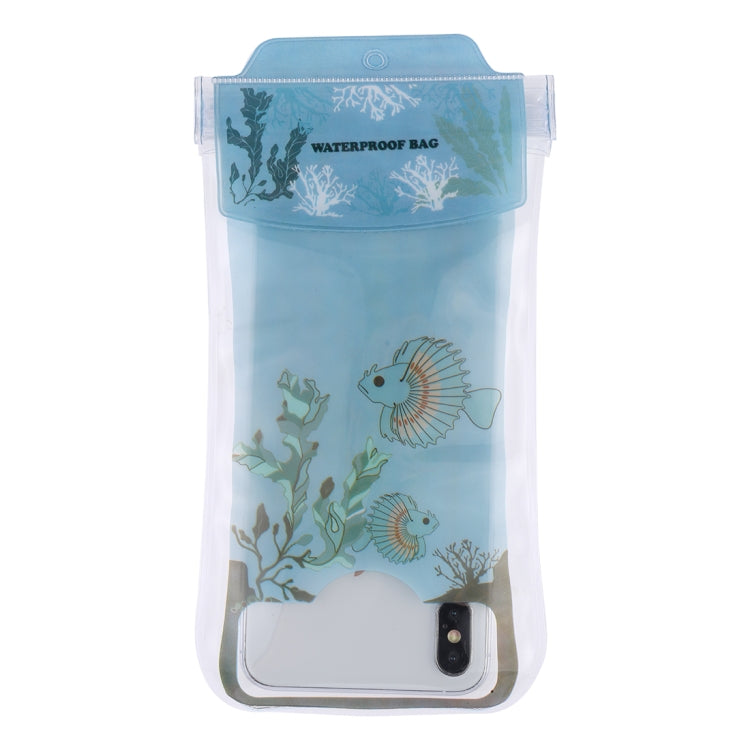 Spotted Fish Pattern PVC Transparent Universal Luminous Waterproof Bag with Lanyard for Smart Phones below 5.8 inch