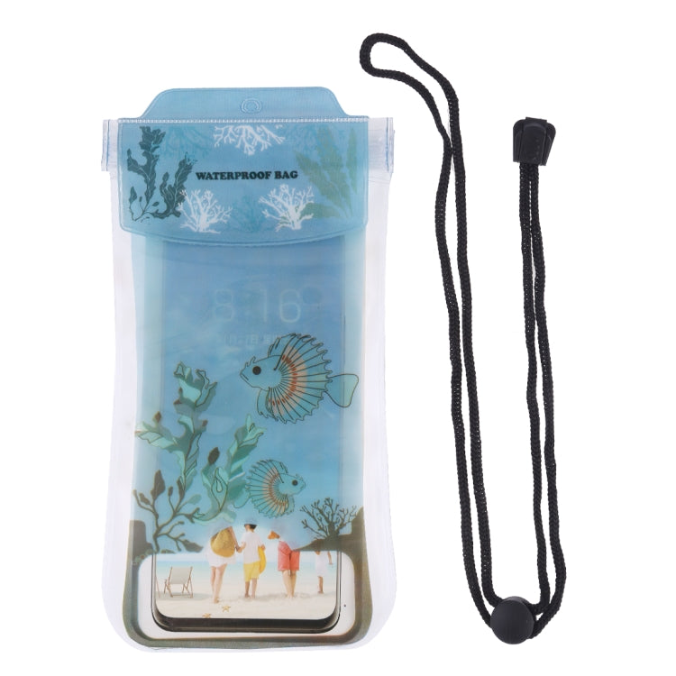 Spotted Fish Pattern PVC Transparent Universal Luminous Waterproof Bag with Lanyard for Smart Phones below 5.8 inch