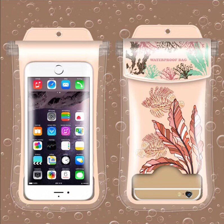Colorful Kelp Pattern PVC Transparent Universal Luminous Waterproof Bag with Lanyard for Smart Phones below 5.8 inch