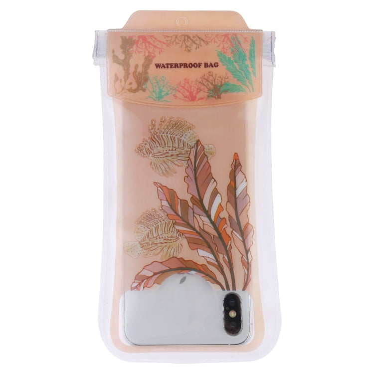 Colorful Kelp Pattern PVC Transparent Universal Luminous Waterproof Bag with Lanyard for Smart Phones below 5.8 inch