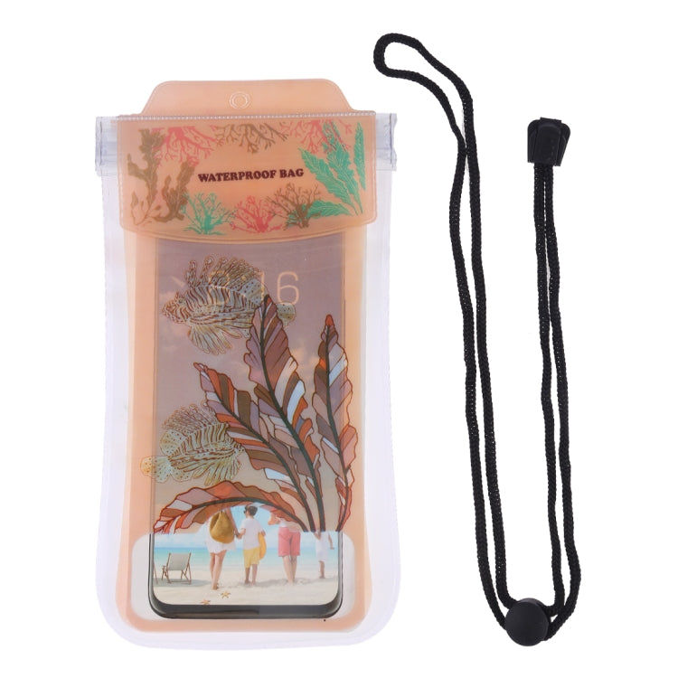 Colorful Kelp Pattern PVC Transparent Universal Luminous Waterproof Bag with Lanyard for Smart Phones below 5.8 inch
