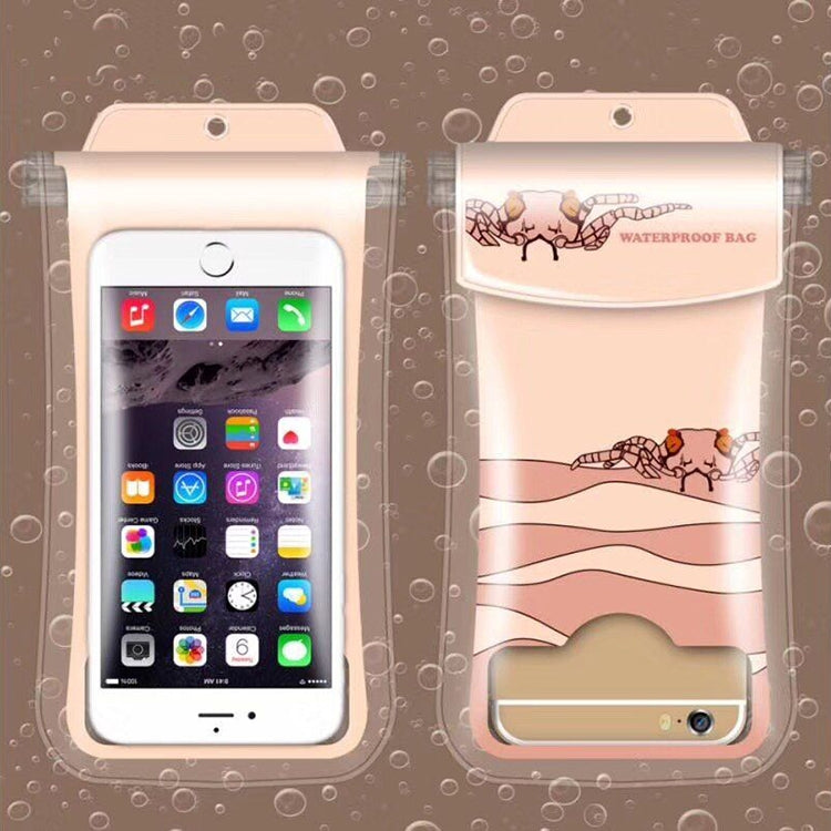 Happy Little Crab Pattern PVC Transparent Universal Luminous Waterproof Bag with Lanyard for Smart Phones below 5.8 inch