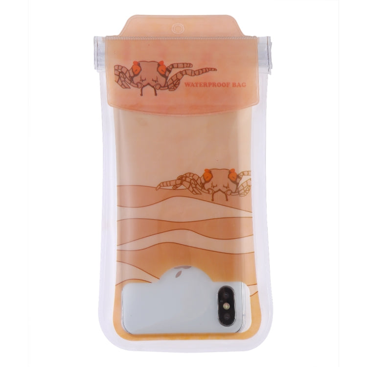 Happy Little Crab Pattern PVC Transparent Universal Luminous Waterproof Bag with Lanyard for Smart Phones below 5.8 inch