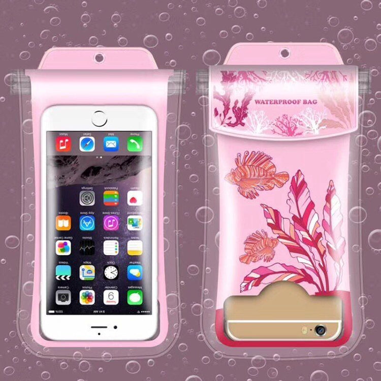 Dancing Seaweed Pattern PVC Transparent Universal Luminous Waterproof Bag with Lanyard for Smart Phones below 5.8 inch