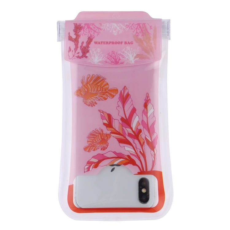 Dancing Seaweed Pattern PVC Transparent Universal Luminous Waterproof Bag with Lanyard for Smart Phones below 5.8 inch