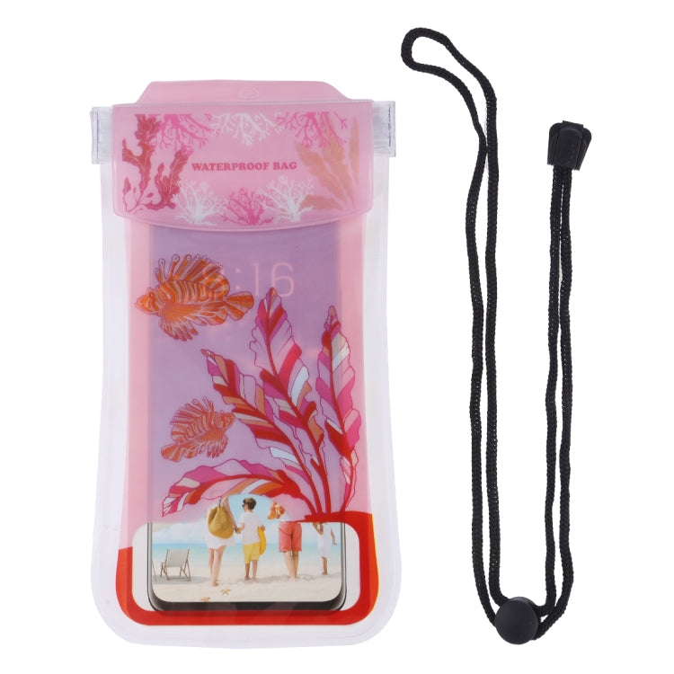 Dancing Seaweed Pattern PVC Transparent Universal Luminous Waterproof Bag with Lanyard for Smart Phones below 5.8 inch
