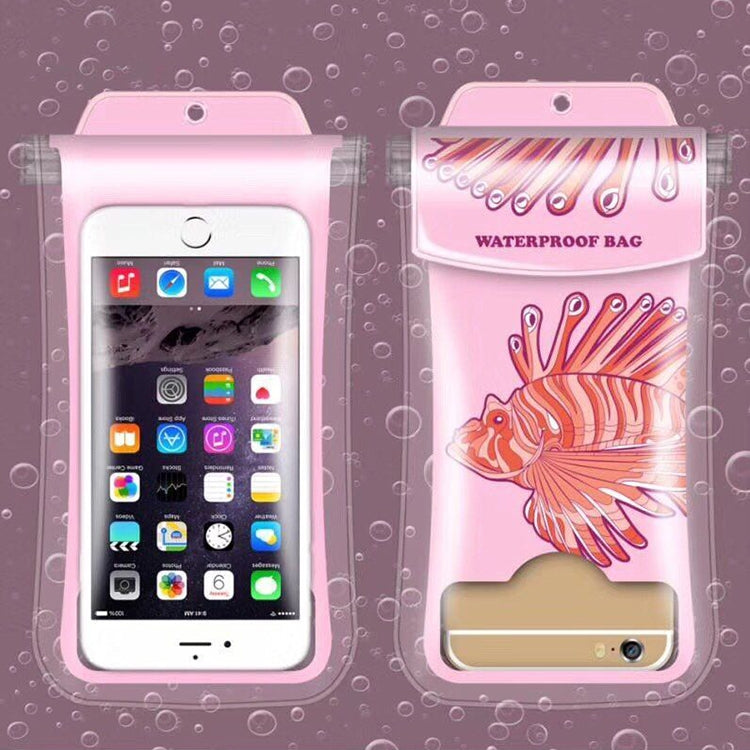 Delicate Fish Pattern PVC Transparent Universal Luminous Waterproof Bag with Lanyard for Smart Phones below 5.8 inch