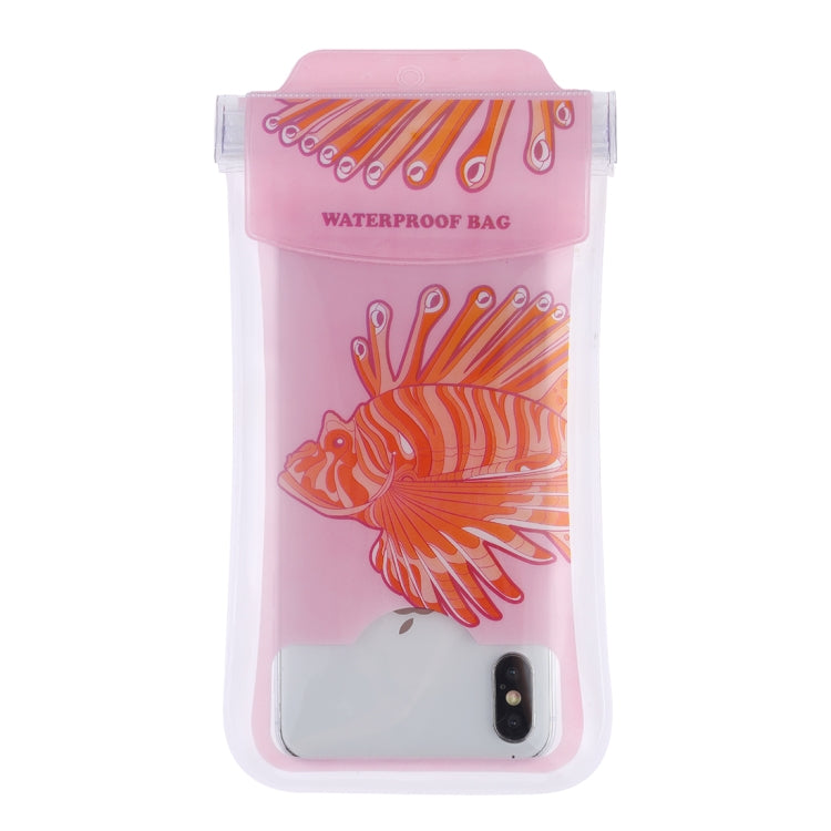 Delicate Fish Pattern PVC Transparent Universal Luminous Waterproof Bag with Lanyard for Smart Phones below 5.8 inch