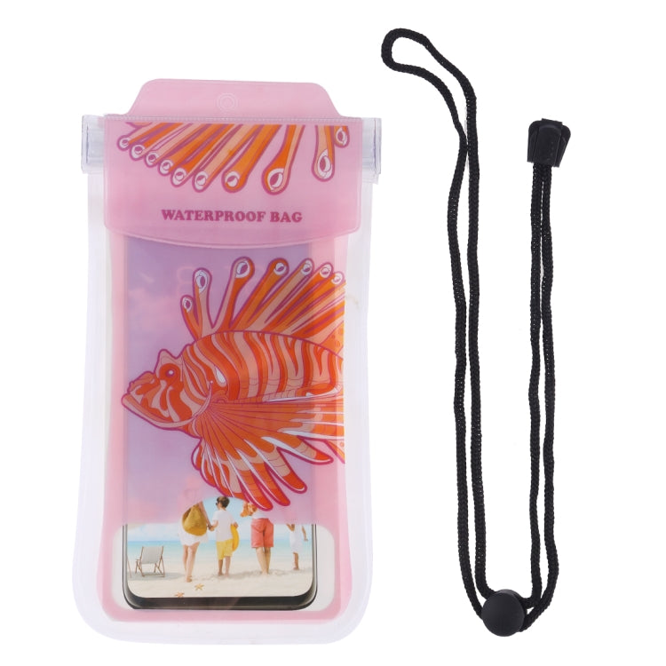 Delicate Fish Pattern PVC Transparent Universal Luminous Waterproof Bag with Lanyard for Smart Phones below 5.8 inch