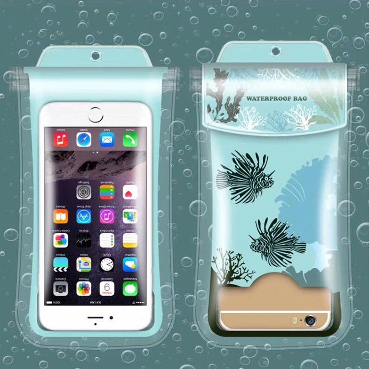 Coral Pattern PVC Transparent Universal Luminous Waterproof Bag with Lanyard for Smart Phones below 5.8 inch