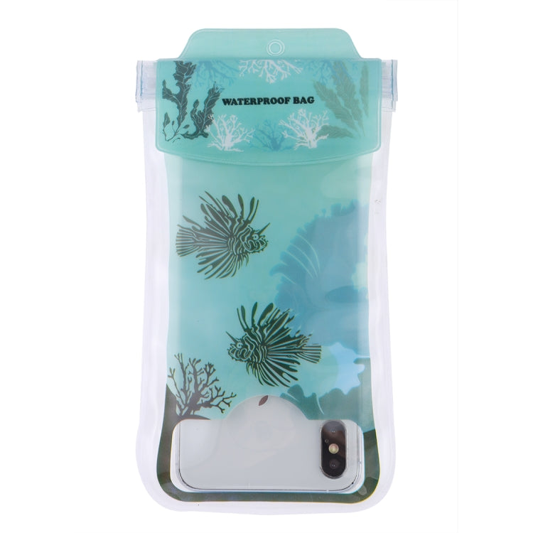 Coral Pattern PVC Transparent Universal Luminous Waterproof Bag with Lanyard for Smart Phones below 5.8 inch