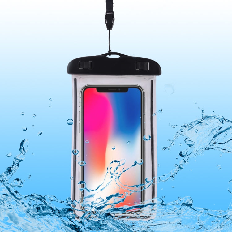 PVC Transparent Universal Luminous Waterproof Bag with Lanyard for Smart Phones below 6.0 inch