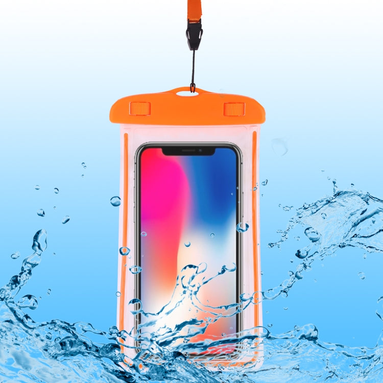 PVC Transparent Universal Luminous Waterproof Bag with Lanyard for Smart Phones below 6.0 inch