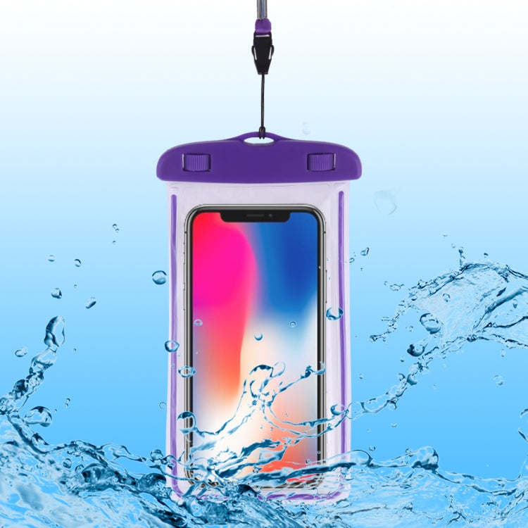 PVC Transparent Universal Luminous Waterproof Bag with Lanyard for Smart Phones below 6.0 inch