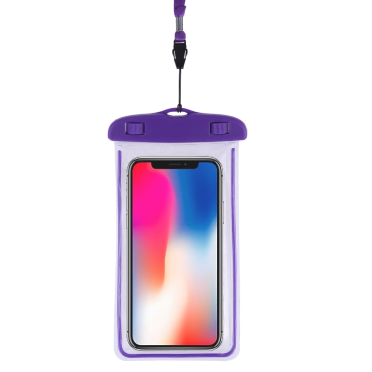 PVC Transparent Universal Luminous Waterproof Bag with Lanyard for Smart Phones below 6.0 inch