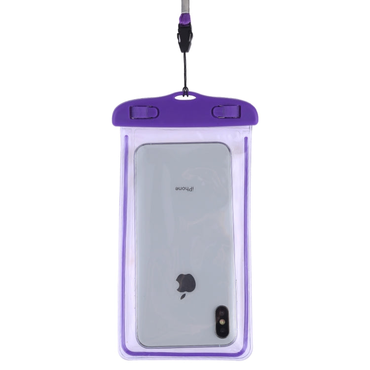 PVC Transparent Universal Luminous Waterproof Bag with Lanyard for Smart Phones below 6.0 inch