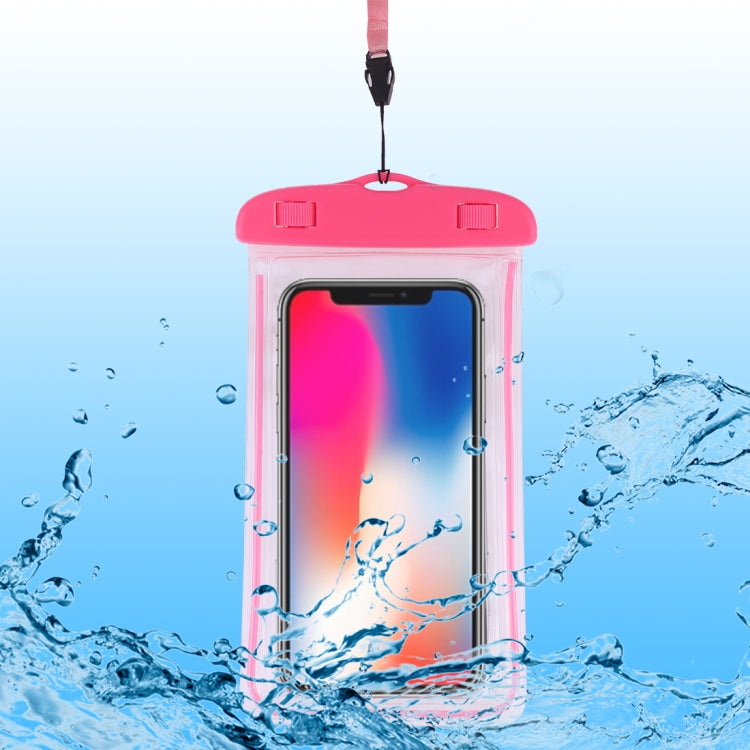 PVC Transparent Universal Luminous Waterproof Bag with Lanyard for Smart Phones below 6.0 inch