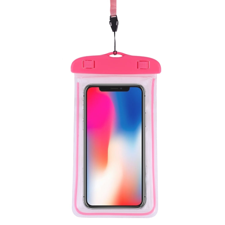 PVC Transparent Universal Luminous Waterproof Bag with Lanyard for Smart Phones below 6.0 inch
