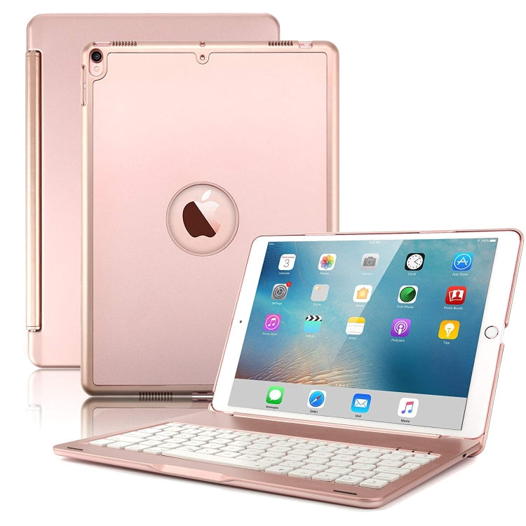 F105 Aluminum Alloy 7 Backlight iPad Tablet Case Hard Shell for iPad Pro 10.5 inch A1701 (2017) / A1709 (2017), with keyboard & bracket