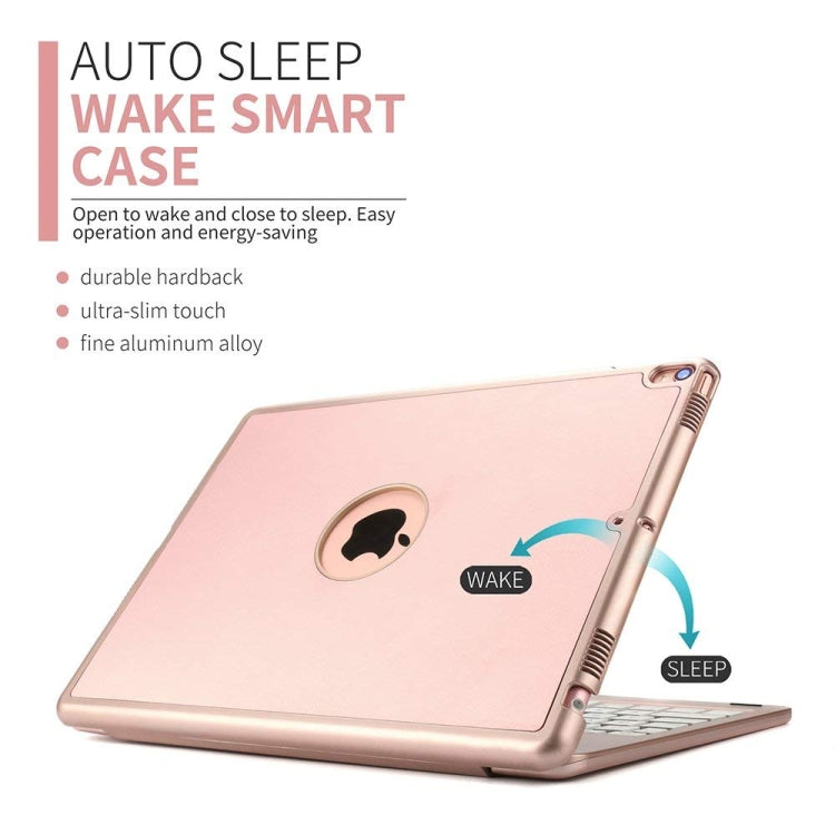 F105 Aluminum Alloy 7 Backlight iPad Tablet Case Hard Shell for iPad Pro 10.5 inch A1701 (2017) / A1709 (2017), with keyboard & bracket