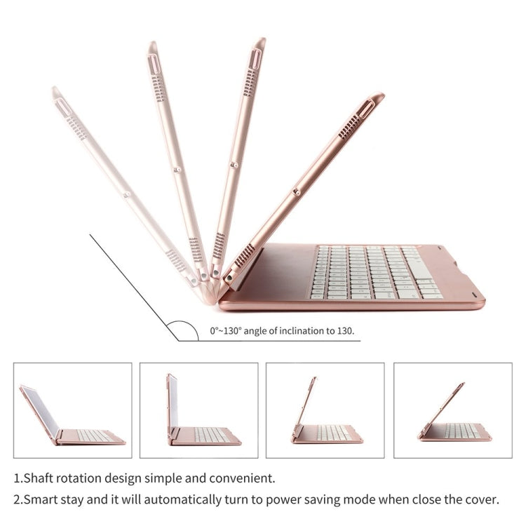 F105 Aluminum Alloy 7 Backlight iPad Tablet Case Hard Shell for iPad Pro 10.5 inch A1701 (2017) / A1709 (2017), with keyboard & bracket