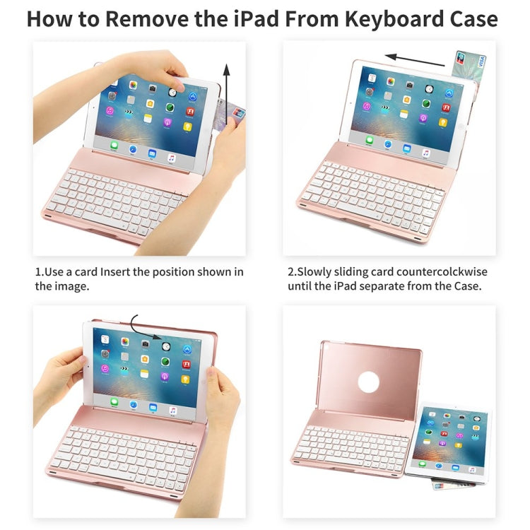 F105 Aluminum Alloy 7 Backlight iPad Tablet Case Hard Shell for iPad Pro 10.5 inch A1701 (2017) / A1709 (2017), with keyboard & bracket