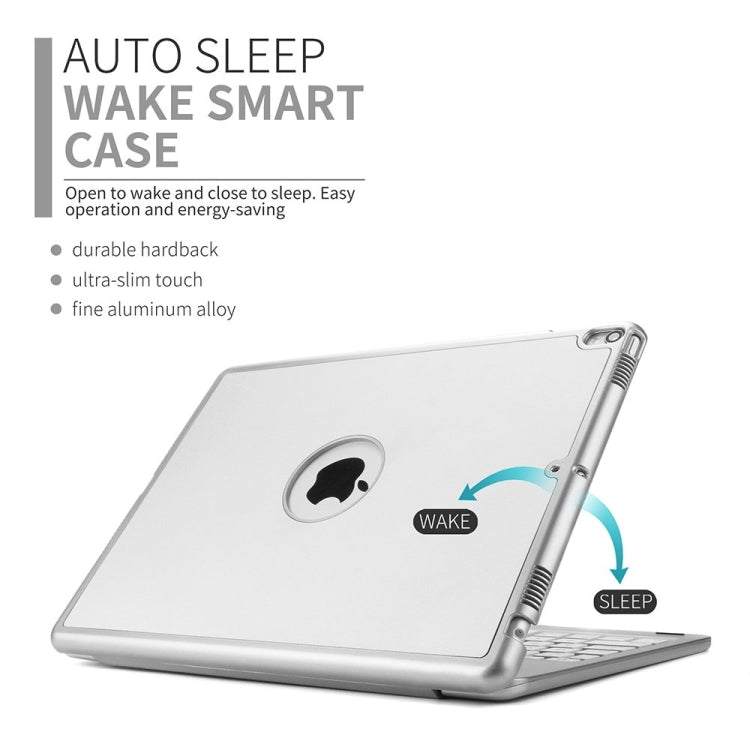 F105 Aluminum Alloy 7 Backlight iPad Tablet Case Hard Shell for iPad Pro 10.5 inch A1701 (2017) / A1709 (2017), with keyboard & bracket