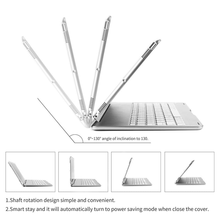F105 Aluminum Alloy 7 Backlight iPad Tablet Case Hard Shell for iPad Pro 10.5 inch A1701 (2017) / A1709 (2017), with keyboard & bracket