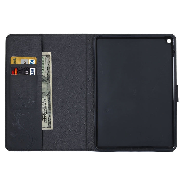 For iPad Air 2 Pressed Flowers Butterfly Pattern Horizontal Flip PU Leather Case with Magnetic Buckle & Holder & Card Slots & Wallet