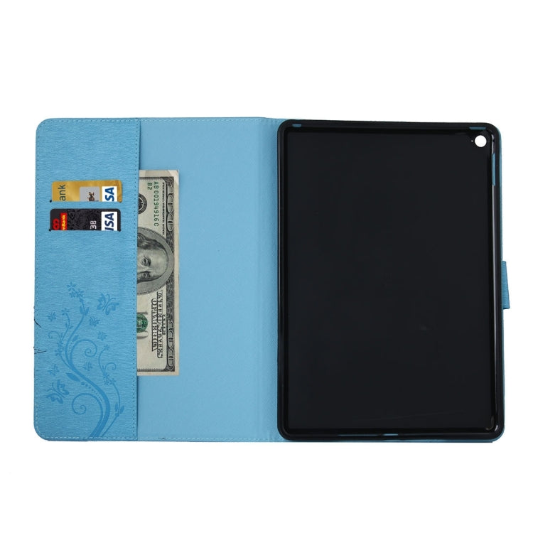For iPad Air 2 Pressed Flowers Butterfly Pattern Horizontal Flip PU Leather Case with Magnetic Buckle & Holder & Card Slots & Wallet
